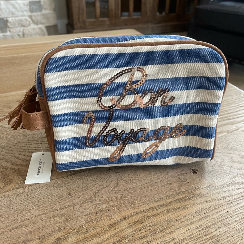 Francesca's Collections Bon Voyage Striped Cosmetic Bag